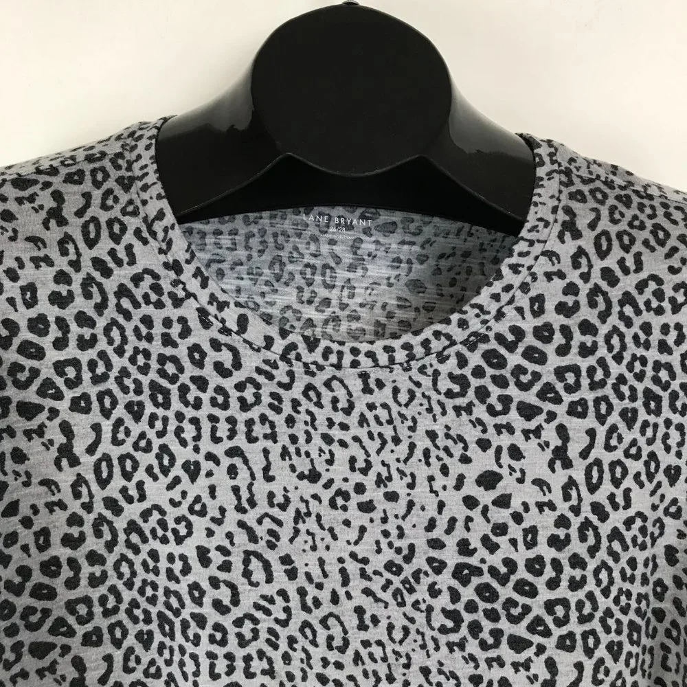 Lane Bryant Animal Print Tee Women's Plus Size 26/28 Crew Neck Long Sleeves - Picture 4 of 12